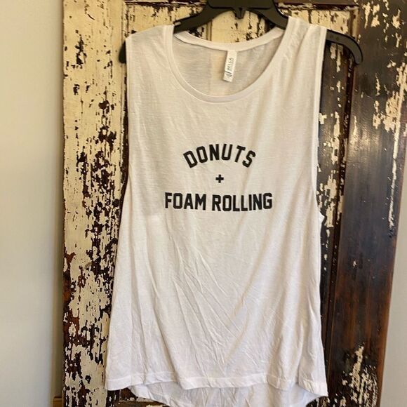 Donuts 🍩 and foam rolling. Tank. NWOT. - Picture 1 of 8